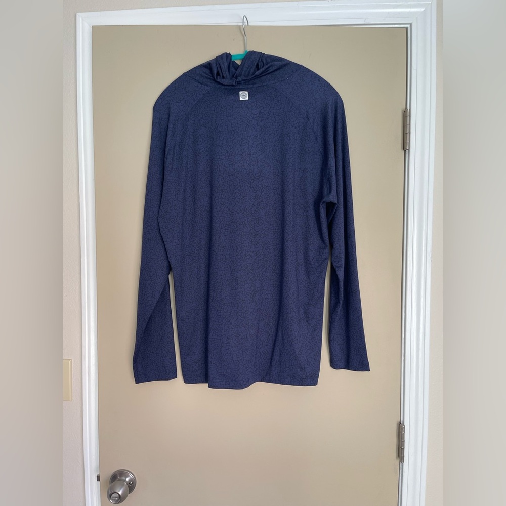 Peter Millar Men's Stealth Performance Blue-Patterned Hoodie - Picture 4 of 6